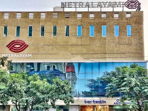 Netralayam, a completed eye hospital and retail building